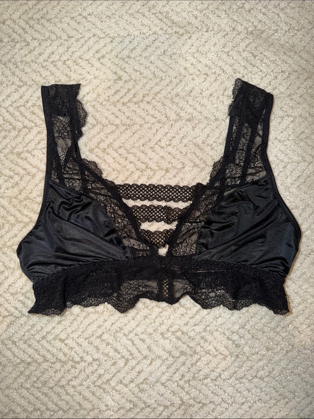 Black Lace Bralette with Strappy Back - Women Intimates